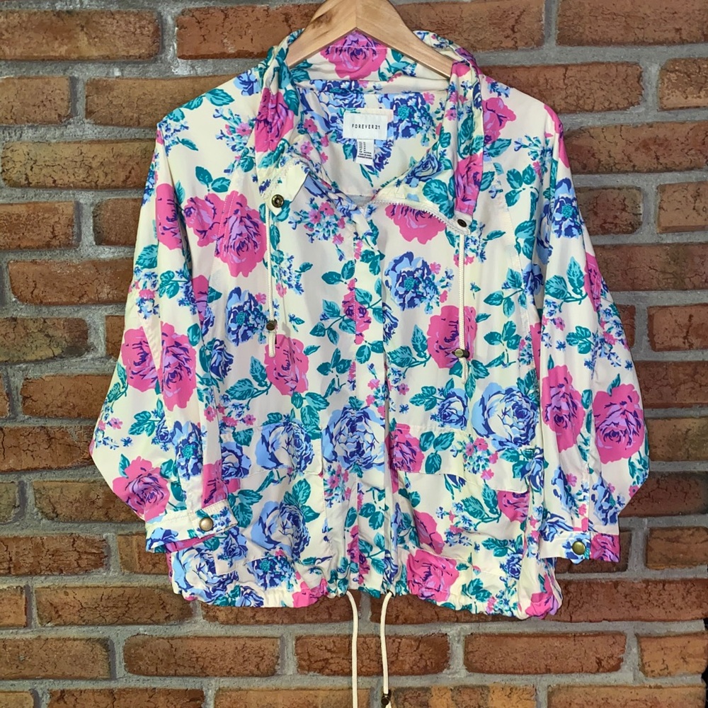 Floral Windbreaker Jacket Pullover